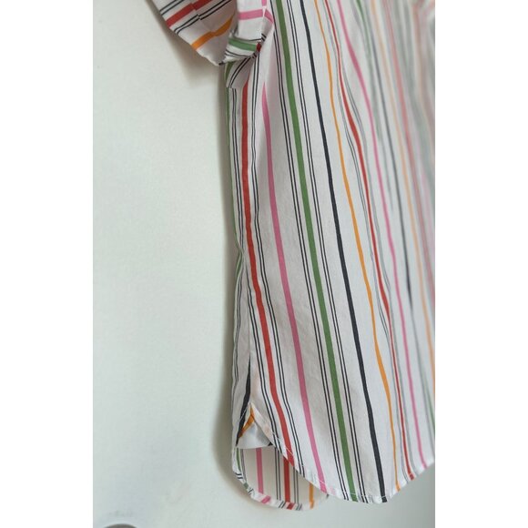 Nautica Jeans Women Striped Short Sleeve Button-Up Blouse Size L - Picture 3 of 7